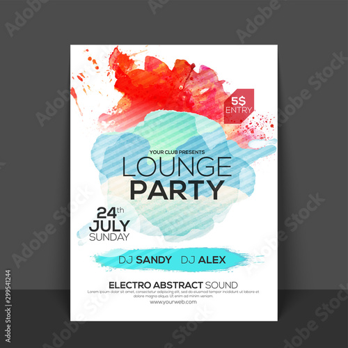 Lounge Party Flyer with abstract splash.