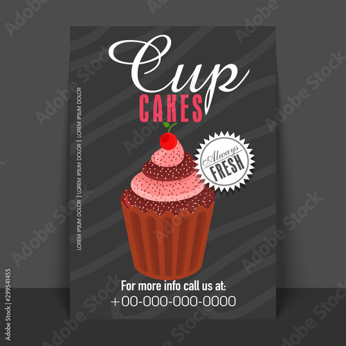 Bakery Flyer  Template with cupcake.