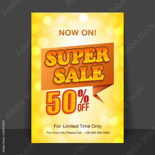Super Sale Flyer, Template or Poster design.