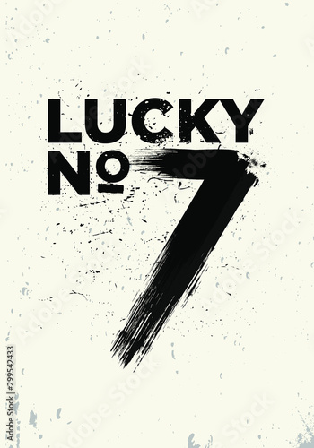 lucky number seven tshirt print quotes vector design illustration
