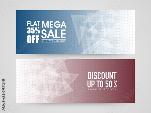 Mega Sale and Discount web headers set.