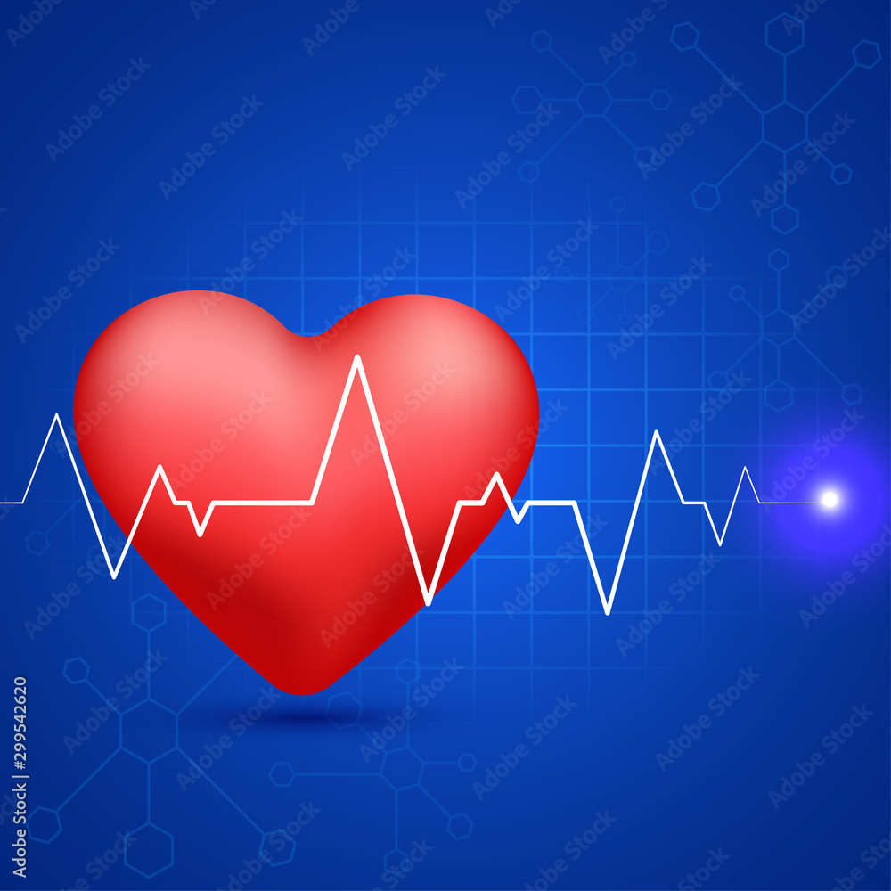 Red heart with heartbeat pulse, Medical background. Red heart with heartbeat pulse, Medical background.