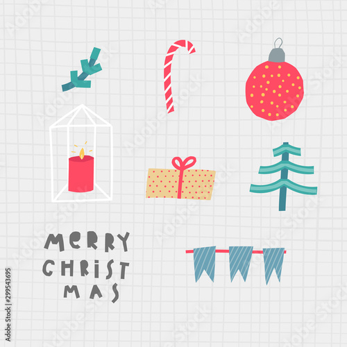 Merry Christmas tree gift decoration postcard