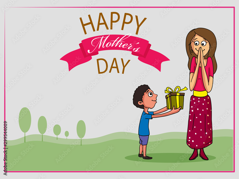 Little boy with gift for Mother's Day celebration. Little boy with gift for Mother's Day celebration.