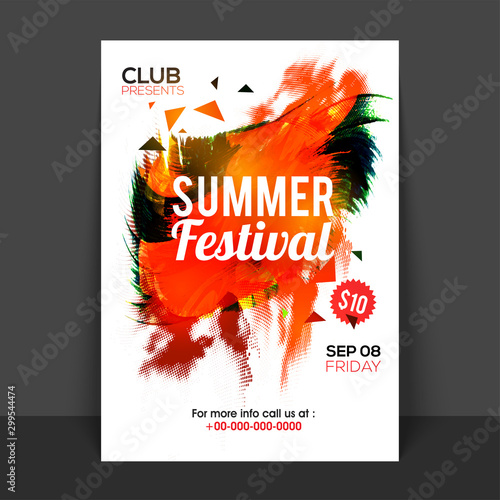Abstract Summer Festival Poster, Banner or Flyer.