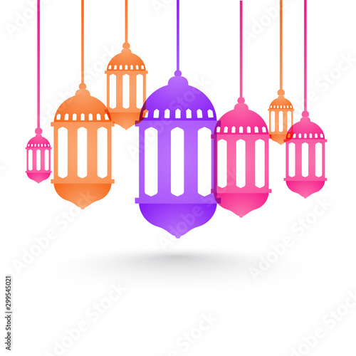 Flat style lanterns for Ramadan Mubarak.