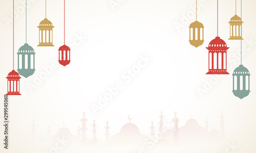 Wallpaper Mural Ramadan background with lanterns and mosque. Torontodigital.ca