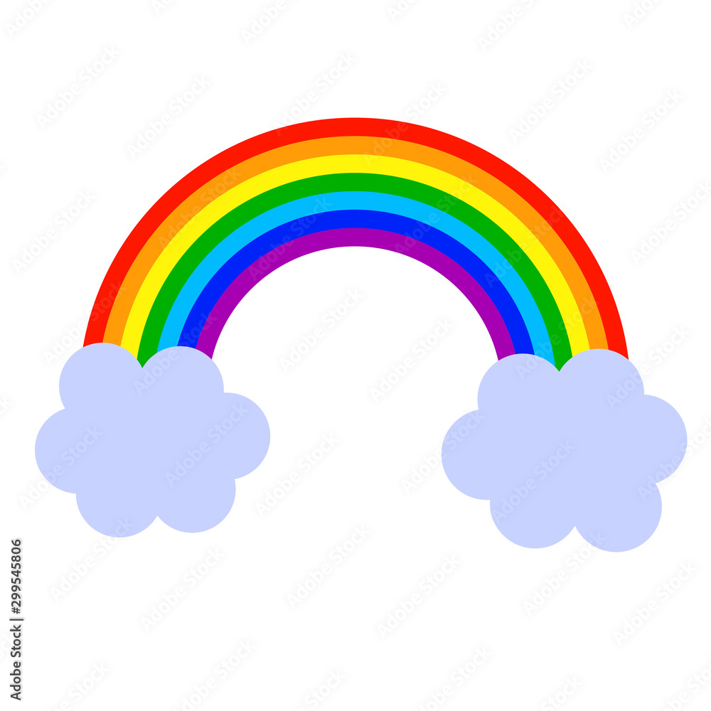 Cartoon rainbow and clouds in flat style isolated on white background. Vector illustration. Cartoon rainbow and clouds in flat style isolated on white background. Vector illustration.