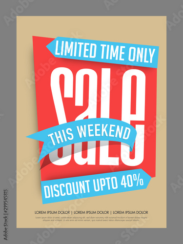 Weekend Sale poster, banner or flyer design.