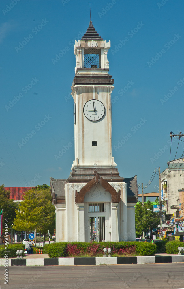 Rotary clock tower in Lampang, Thailand.