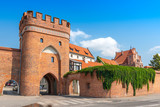 Bridge Gate (Polish: Brama Mostowa) from 1432 and city wall in Torun, Poland.