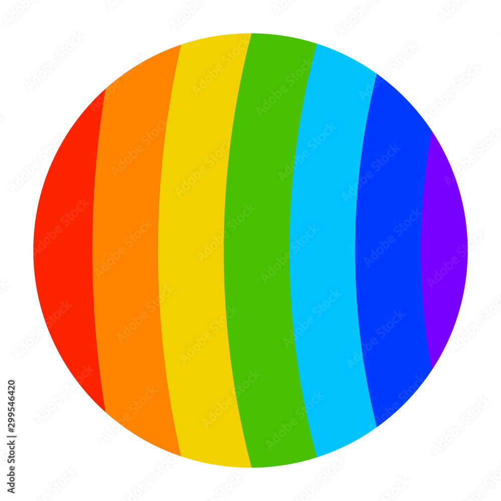 Cartoon circle with rainbow texture in flat style isolated on white background. Vector illustration. Cartoon circle with rainbow texture in flat style isolated on white background. Vector illustration.