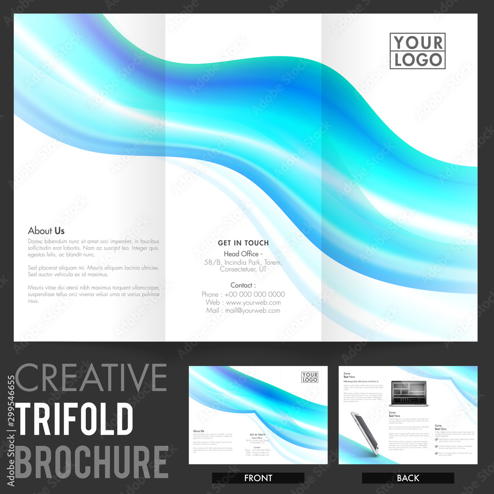 Two Page Tri-Fold Brochure, Template for Business. Two Page Tri-Fold Brochure, Template for Business.