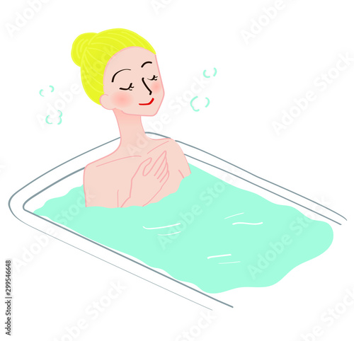 入浴する女性のイラスト