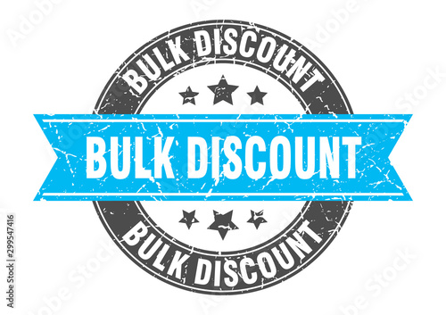 bulk discount round stamp with turquoise ribbon. bulk discount