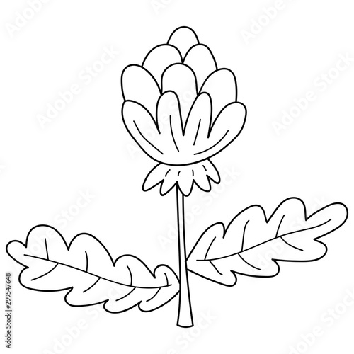 Colorful fantasy doodle cartoon flower isolated on white background. Vector illustration.  