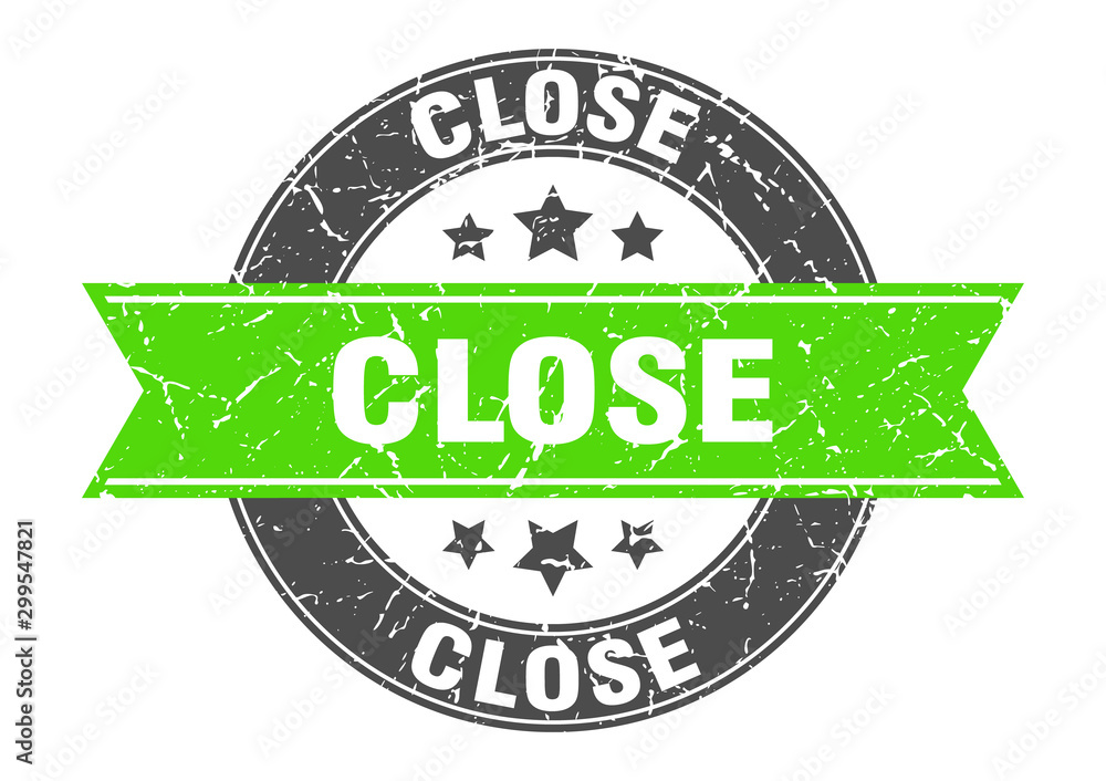 Obraz premium close round stamp with green ribbon. close