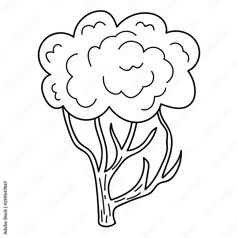 Hand drawn cartoon linear doodle bush isolated on white background. Vector illustration. Hand drawn cartoon linear doodle bush isolated on white background. Vector illustration.