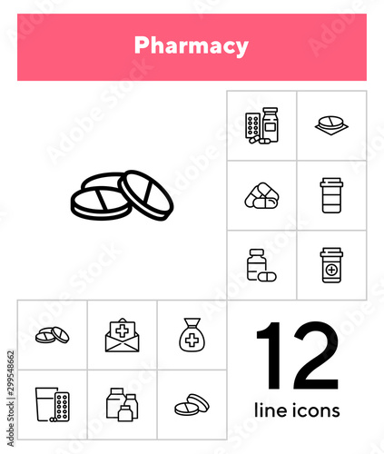 Pharmacy icon set. Drugstore concept. Vector illustration can be used for topics like apothecary, pharmaceuticals, medicine