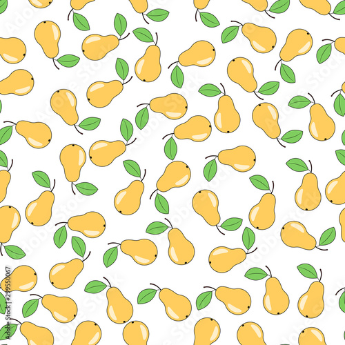 Seamless pattern with pears on transparent background. Vector