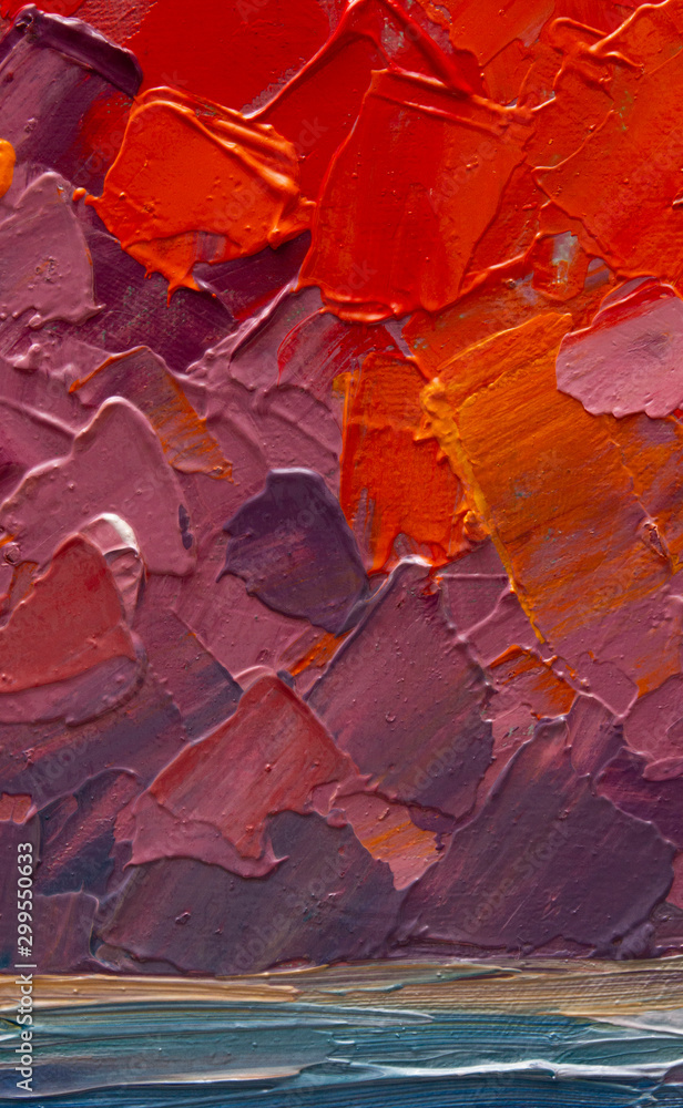Fototapeta premium Handmade oil painting of abstract art background. Fragment of artwork on canvas with spots of paint. Brushstrokes of paint. .. - Colorful acrilyc image