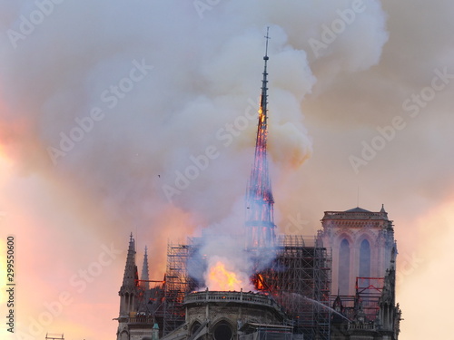 Notre Dame de Paris burning on the 15 th april 2019.