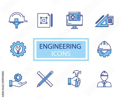 bundle of engineering set icons vector illustration design