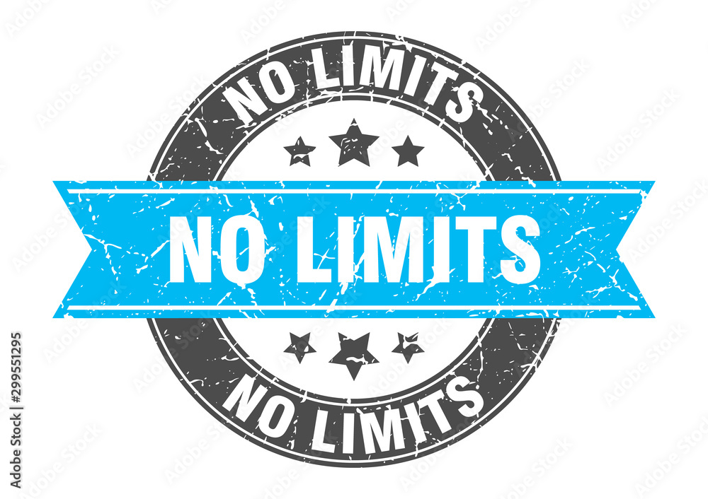 Fototapeta premium no limits round stamp with turquoise ribbon. no limits