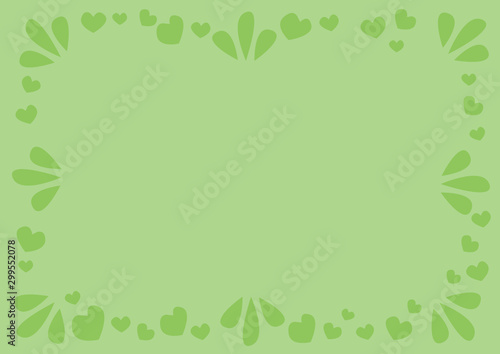 Green border background with love and hearts. Layout design for business or leisure project.