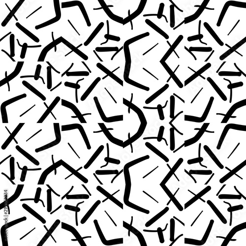 Abstract messy textured seamless pattern with sticks  squares. Geometric shapes. Vector illustration.     