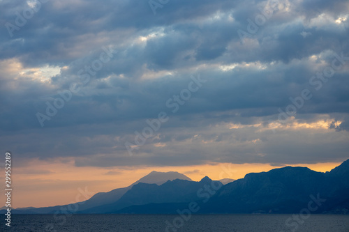 mountain and cloudy sky background