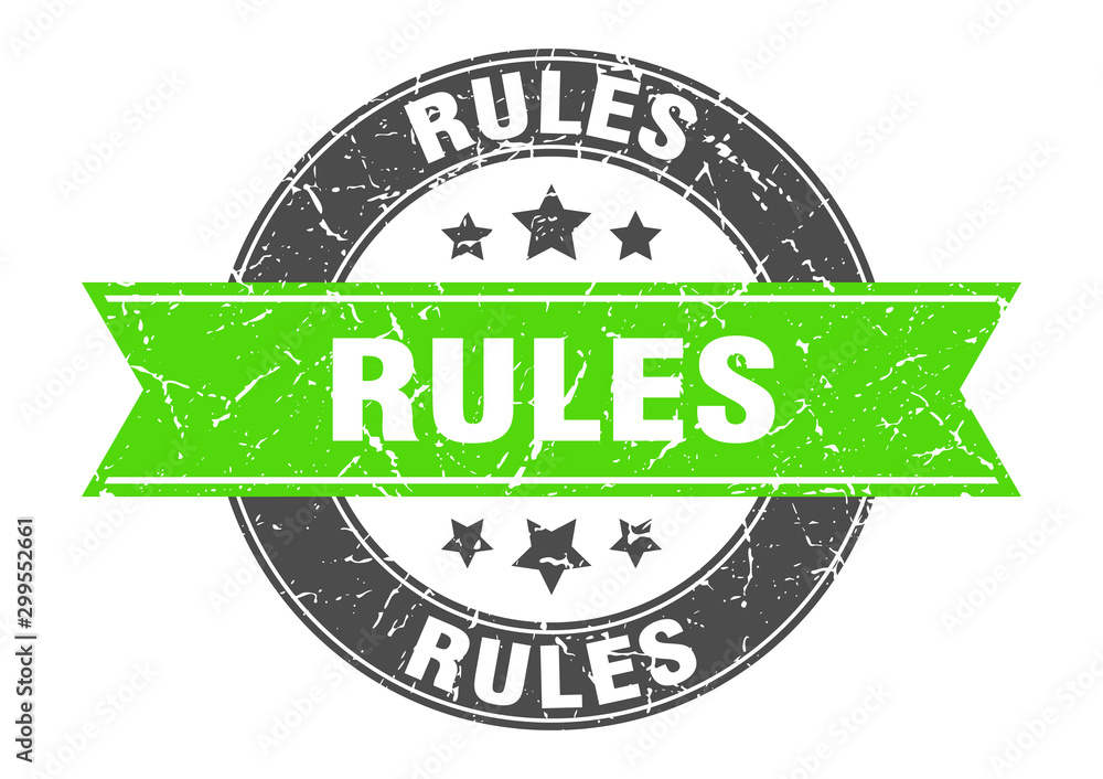 Fototapeta premium rules round stamp with green ribbon. rules