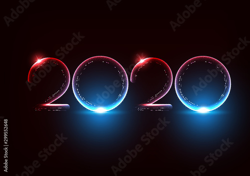 Modern futuristic Technology abstract neon font 2020 photo