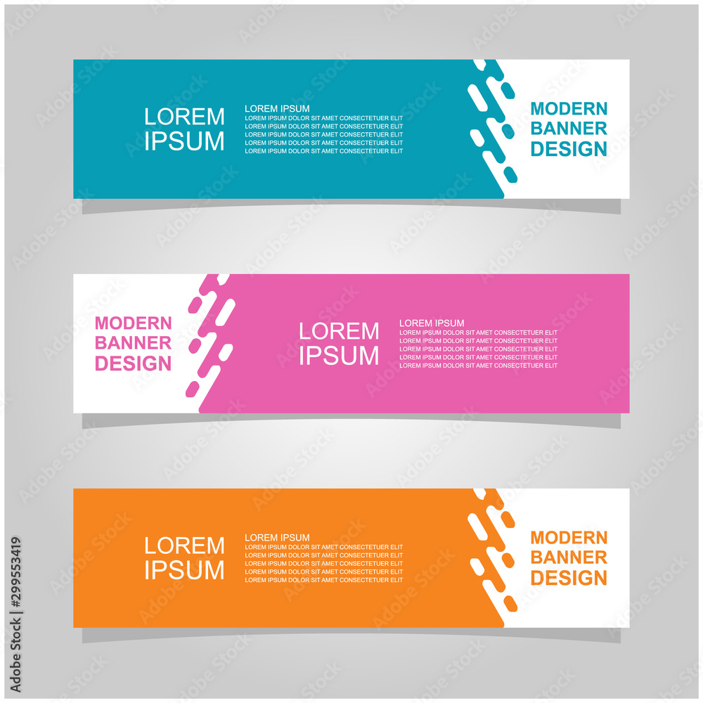 Obraz premium Vector abstract banner design web template set of 3. Abstract geometric background used for letterhead, header, footer, layout, landing page and print media