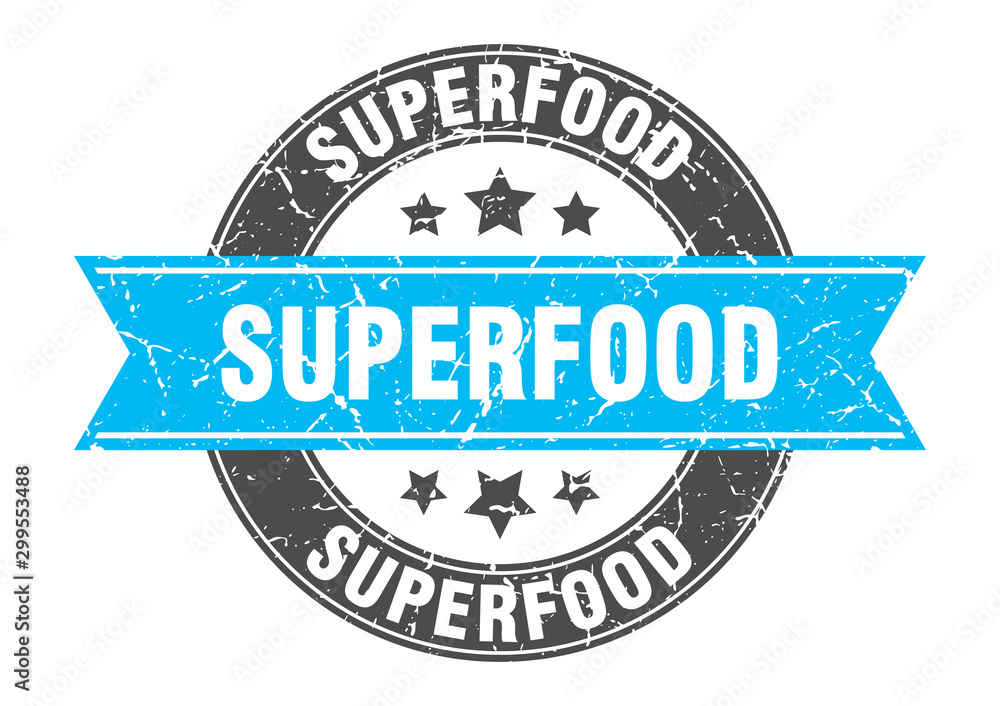 superfood round stamp with turquoise ribbon. superfood superfood round stamp with turquoise ribbon. superfood