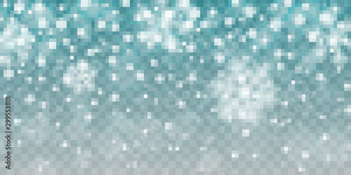 Christmas snow. Falling snowflakes on transparent background. Snowfall. Vector illustration