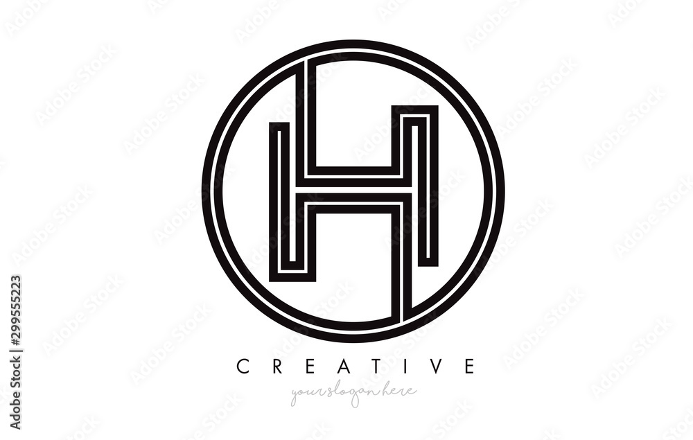 H Letter Icon Logo Design With Monogram Creative Look. Letter Circle Line Design Vector Illustration. H Letter Icon Logo Design With Monogram Creative Look. Letter Circle Line Design Vector Illustration.