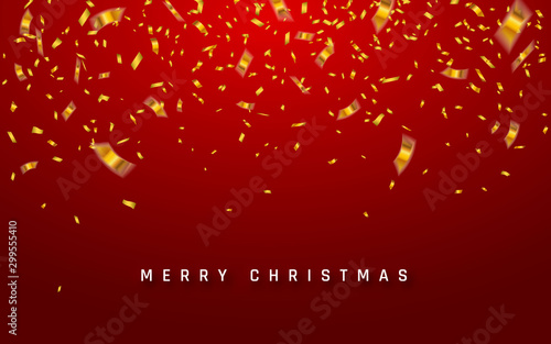 Festive Christmas or New Year Background. Chinese Greeting Card with confetti. Holiday's Background. Vector illustration