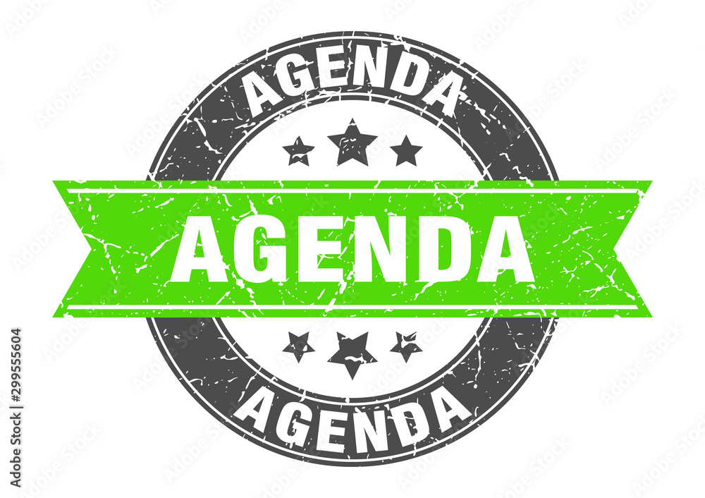 Obraz premium agenda round stamp with green ribbon. agenda