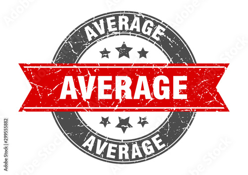 average round stamp with red ribbon. average