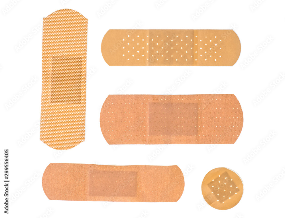 Set of adhesive plasters isolated on white background Set of adhesive plasters isolated on white background