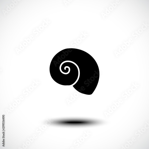 Sea shell silhouette icon isolated on white background. Vector illustration