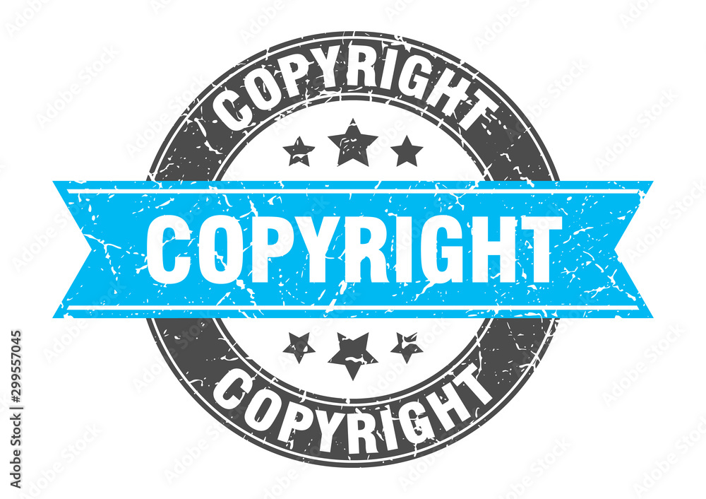 Fototapeta premium copyright round stamp with turquoise ribbon. copyright