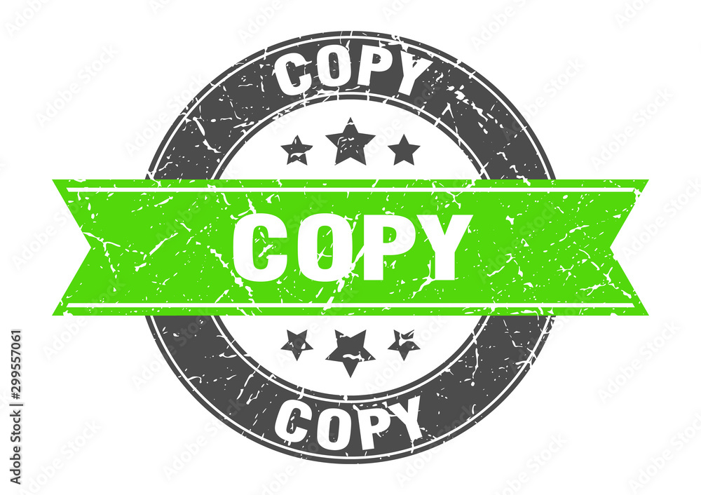 Obraz premium copy round stamp with green ribbon. copy
