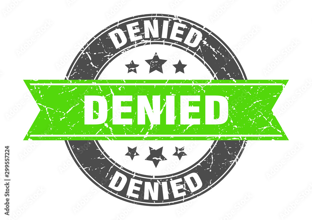 Obraz premium denied round stamp with green ribbon. denied