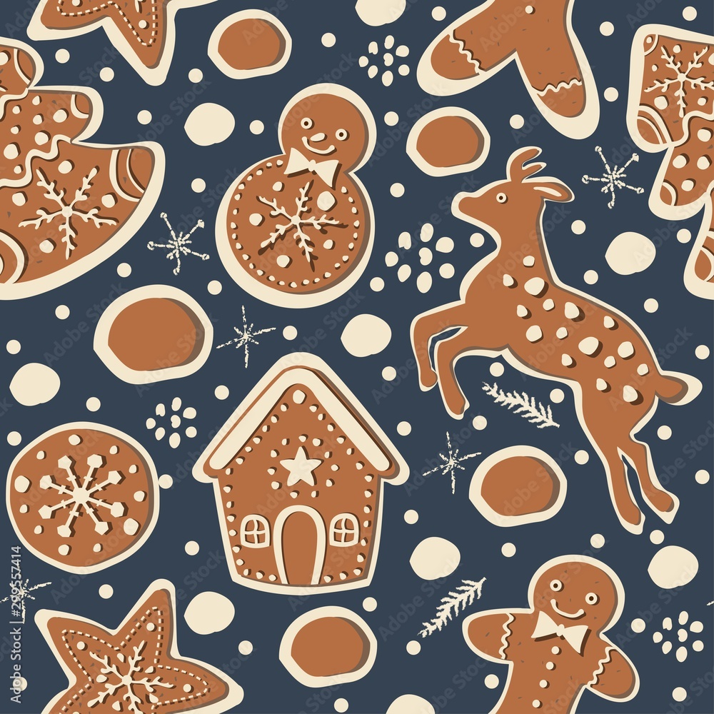 Gingerbread cookie seamless background. Creative Design. Gingerbread cookie seamless background. Creative Design.