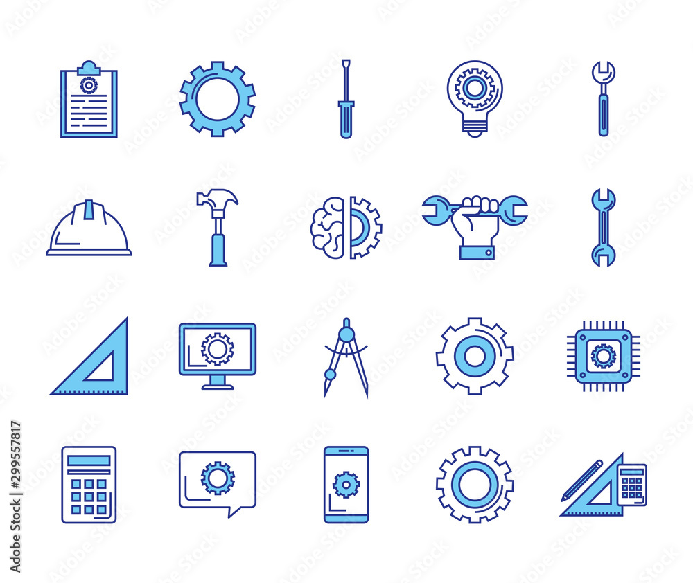 bundle of engineering set icons vector illustration design