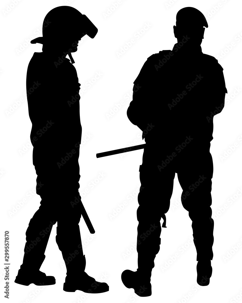 People of special police force on white background People of special police force on white background
