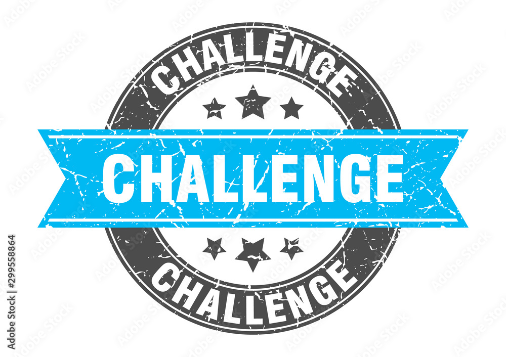 Obraz premium challenge round stamp with turquoise ribbon. challenge