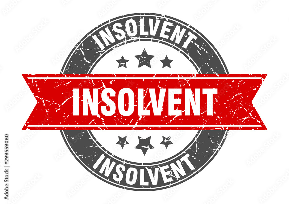 Fototapeta premium insolvent round stamp with red ribbon. insolvent